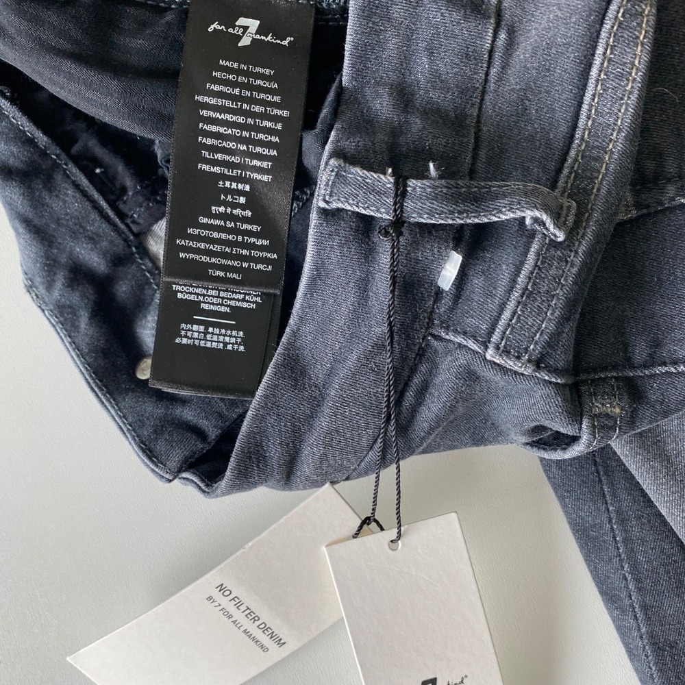 7 For‎ All Mankind Ultra High Rise Flare Jeans No Filter Denim Black Wash 25 NWT - Picture 7 of 12